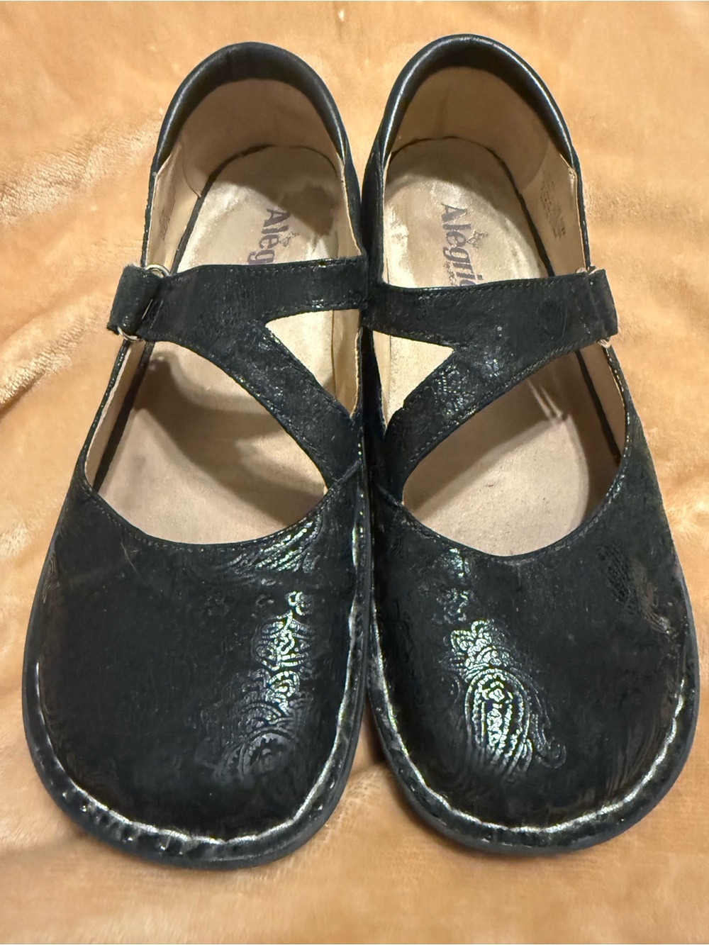 Alegria Black Mary Jane Crossover Strap Flats